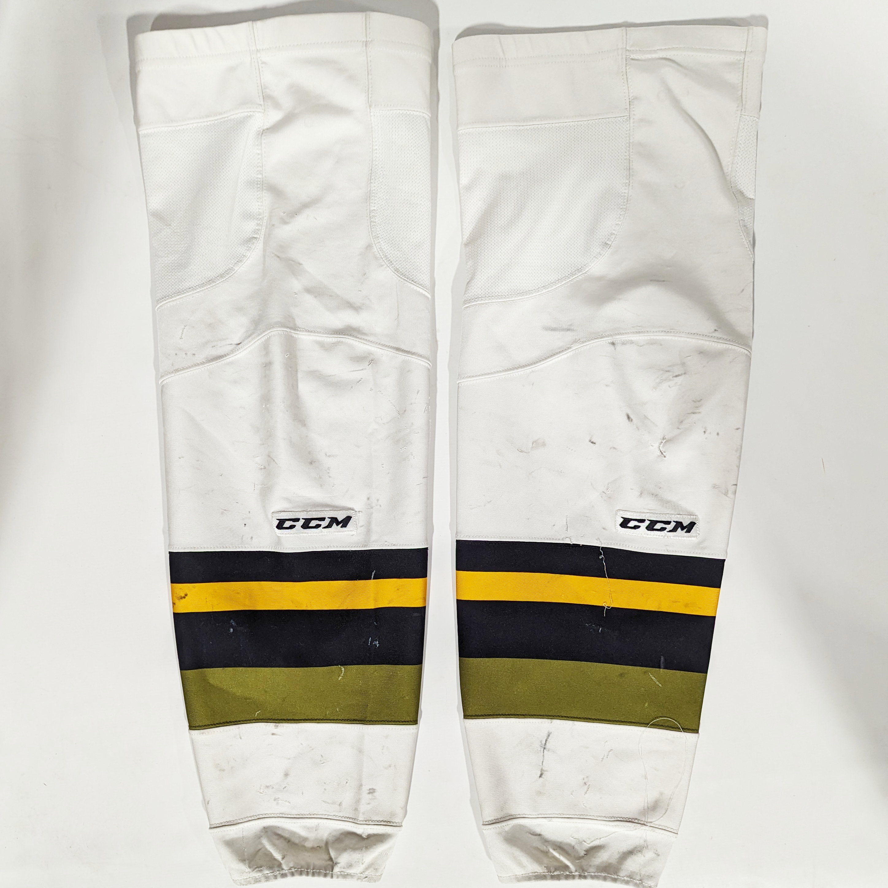 OHL - Chaussette de hockey CCM d'occasion (blanche/verte/jaune)